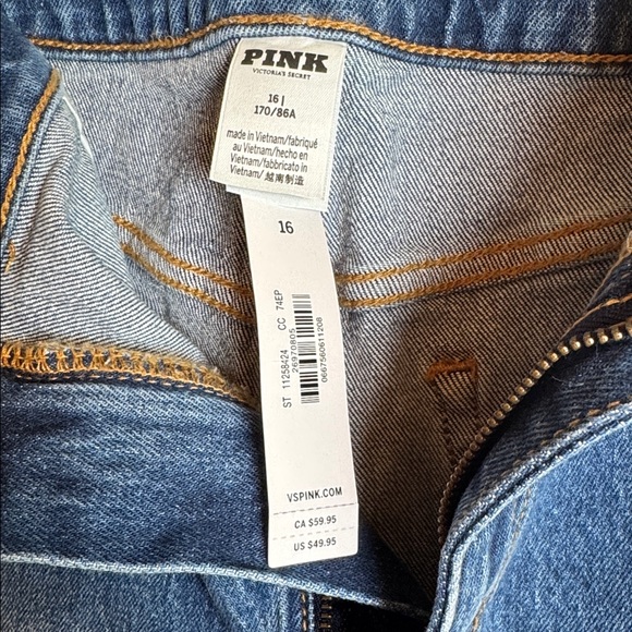 NWT PINK Victoria’s Secret High Rise Cutoff Denim Jean Shorts Size 16 Distressed - Picture 4 of 7